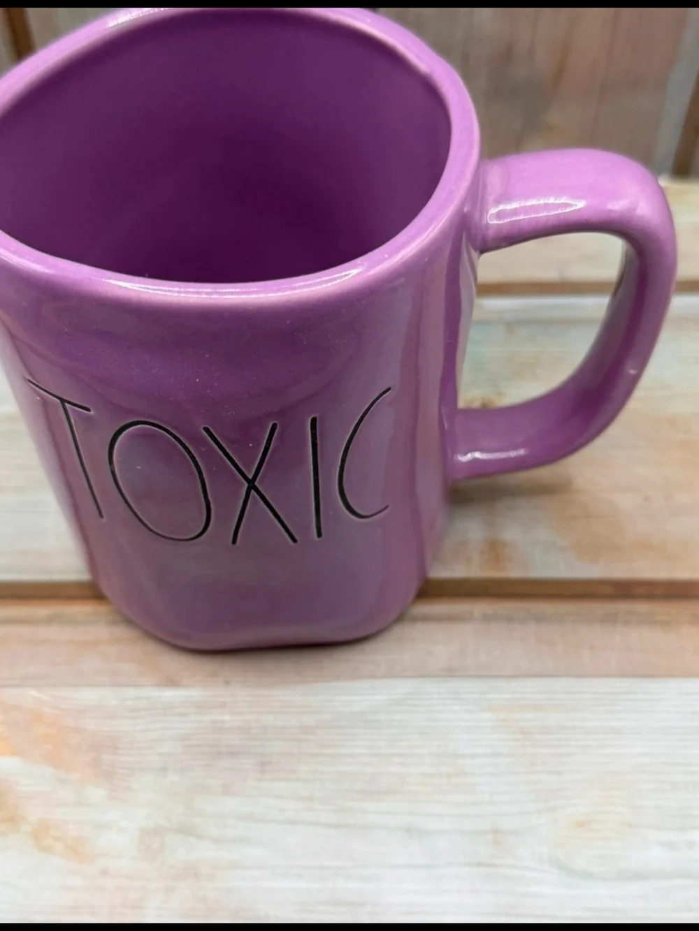 Rae Dunn Halloween TOXIC Purple Coffee Cup Large Letter Rare HTF